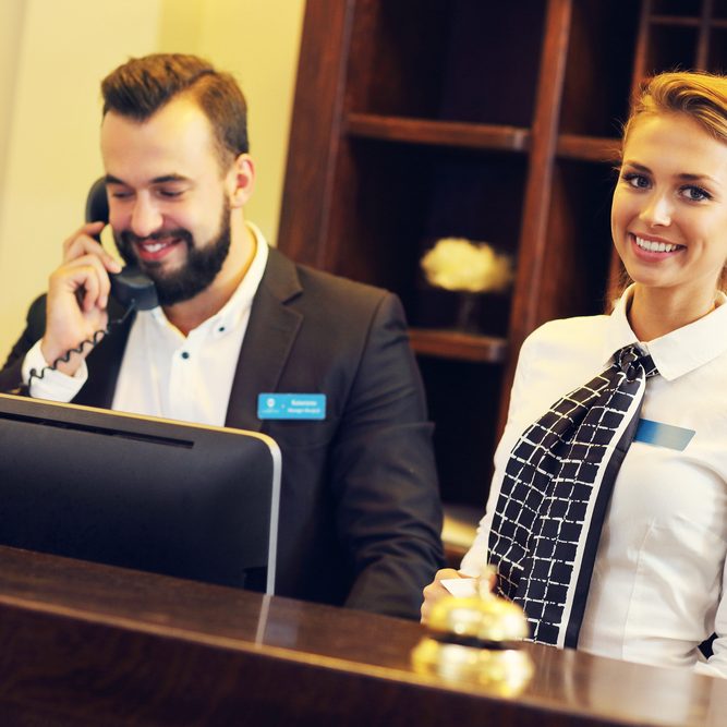 Picture of two receptionists at work